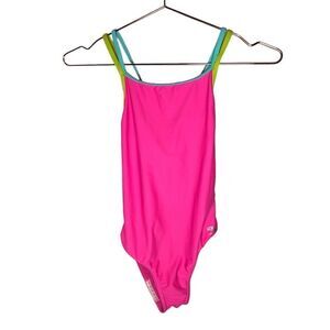 SPEEDO Girls One Piece Swimsuit Girls Size 12 Pink Racer Back